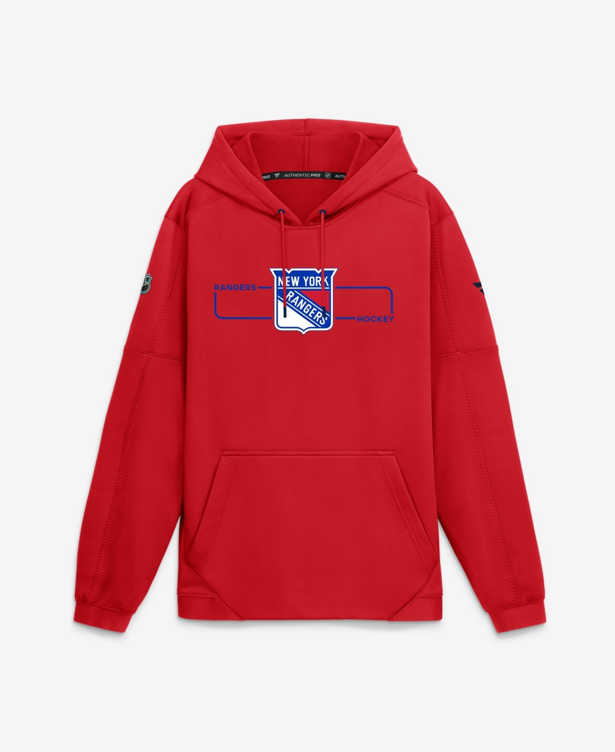Fanatics Men's Red New York Rangers Authentic Pro Rink Fleece Pullover Hoodie - Red, Athletic Red