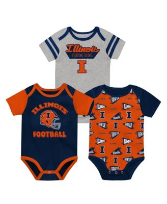 Baby Boys' and Girls' Navy Illinois Fighting Illini Star Player Bodysuit Set, 3-Piece