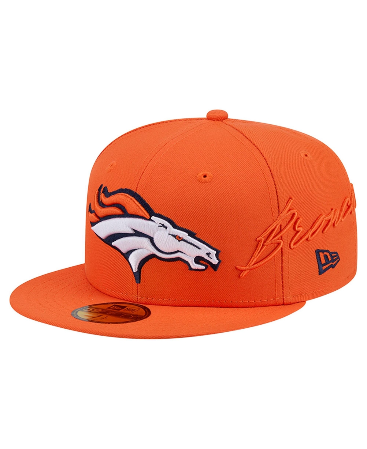 New Era Men's Orange Denver Broncos Side Script 59FIFTY Fitted Hat - Orange