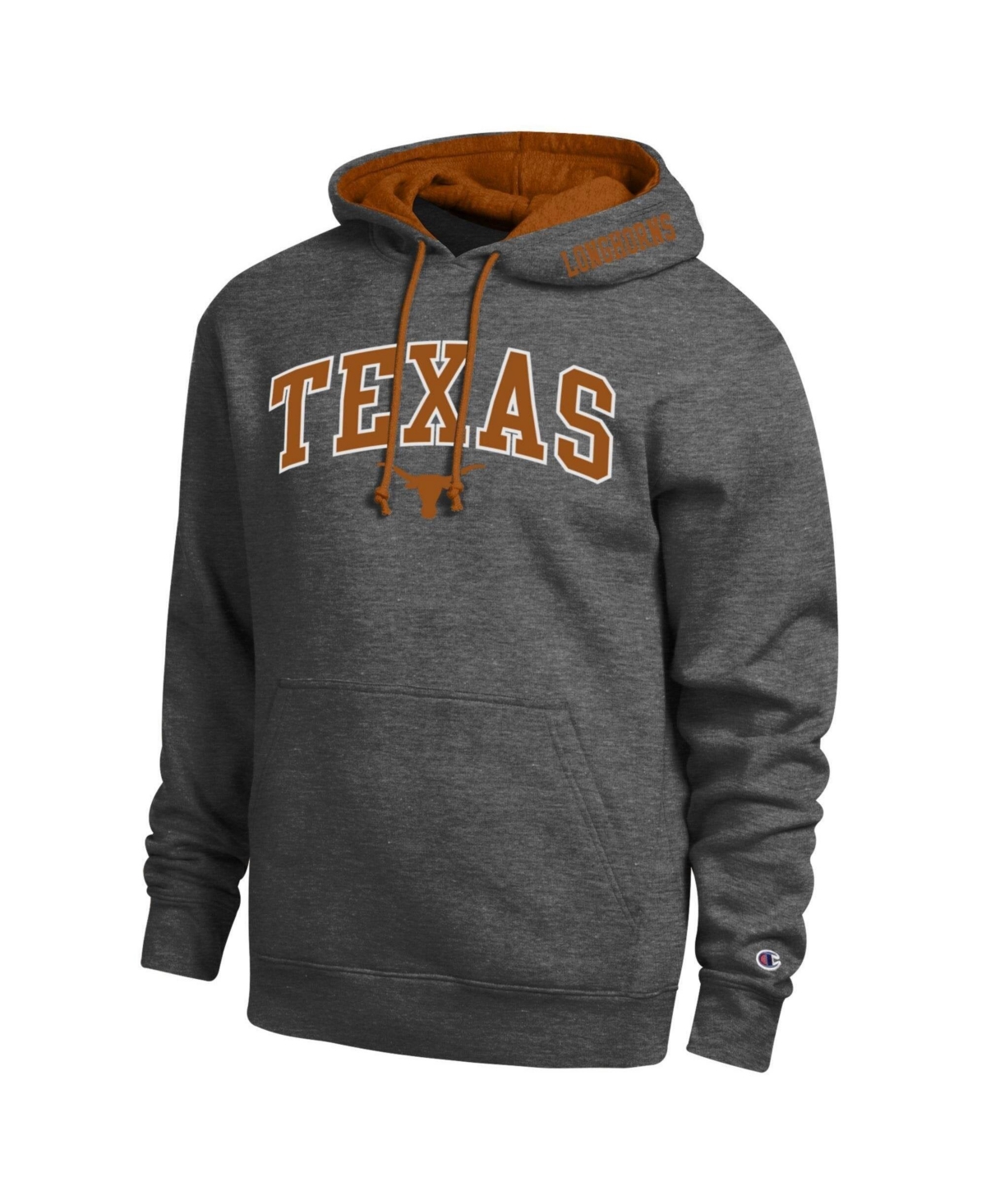 Champion Men's Charcoal Texas Longhorns Arch Tackle Twill Hoodie - Charcoal