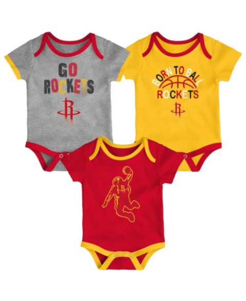 Outerstuff Baby Boys' and Girls' Houston Rockets Born To Ball Bodysuit Set, 3-Pack
