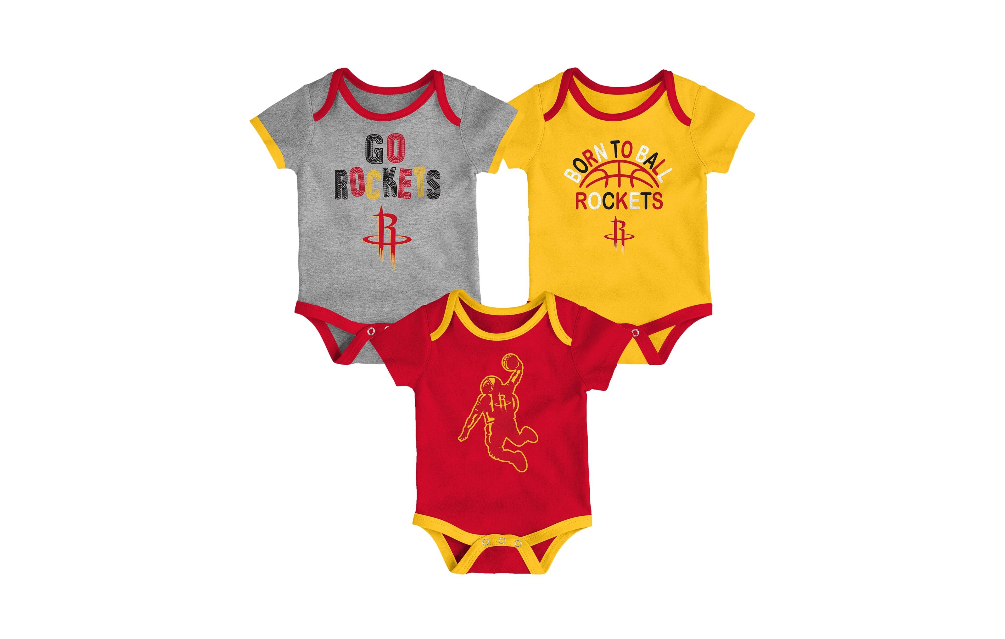 Outerstuff Baby Boys' and Girls' Houston Rockets Born To Ball Bodysuit Set, 3-Pack
