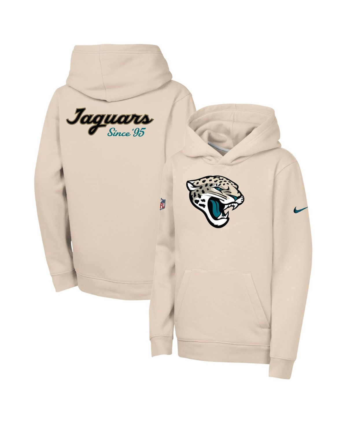 Nike Big Boys' and Girls' Natural Jacksonville Jaguars 2026 Rivalries Collection Sideline Club Fleece Pullover Hoodie - Natural