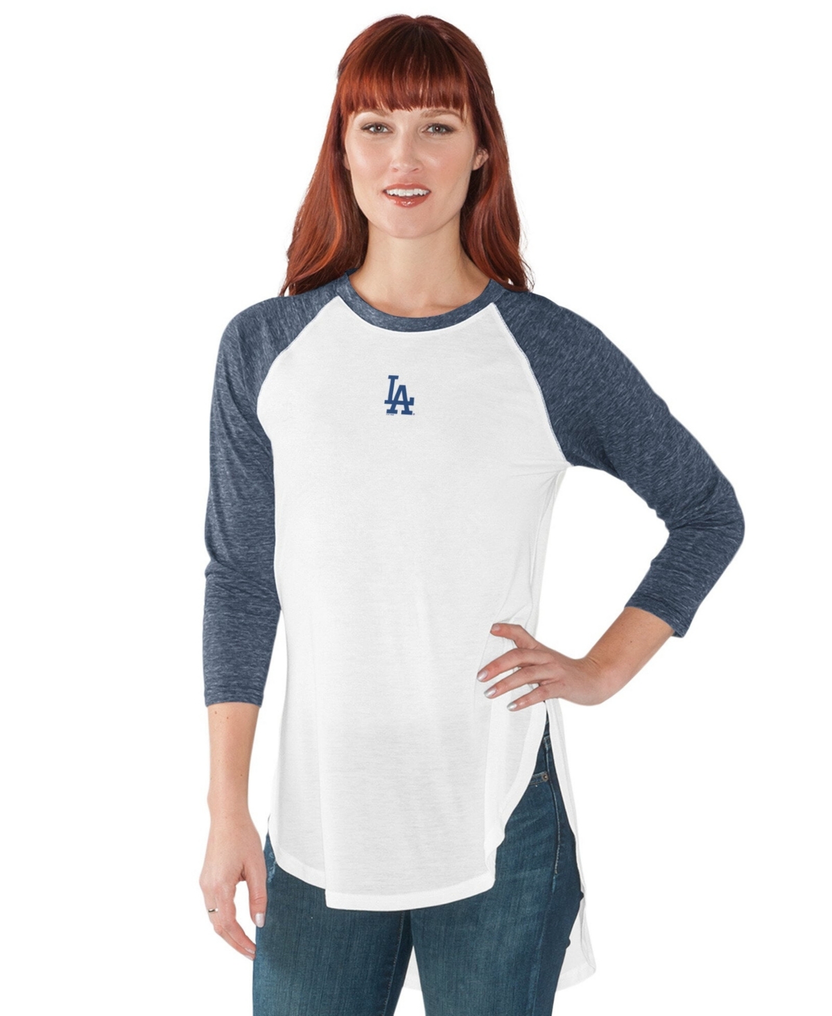 G-iii 4Her by Carl Banks Women's White Los Angeles Dodgers All Star 3/4-Sleeve Raglan T-Shirt - White, Navy