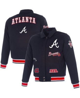 Women's Navy Atlanta Braves Reversible Wool Full-Snap Jacket