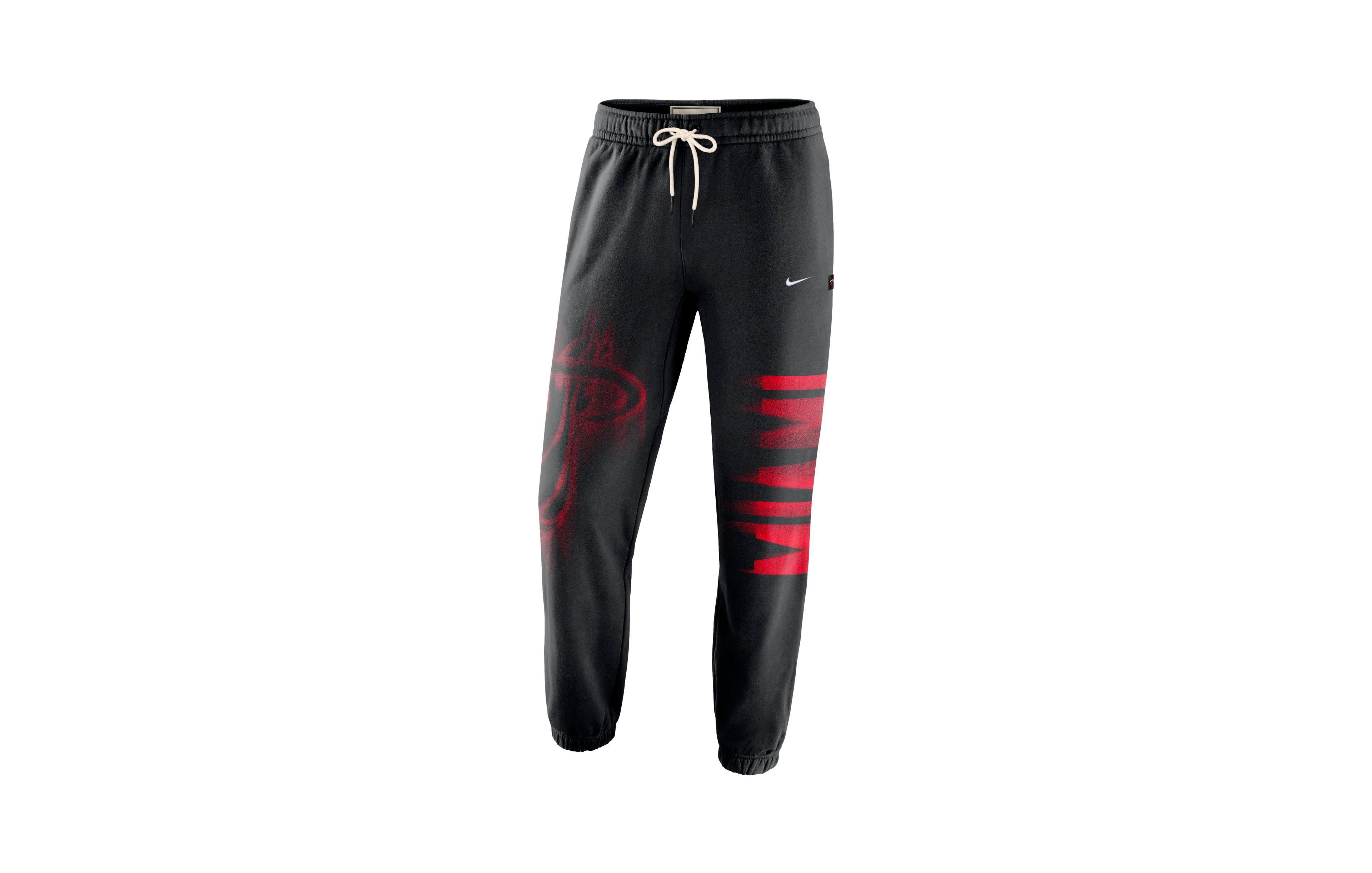 Nike Men's Black, White Miami Heat 2026 Game Theather Fleece Sweatpants
