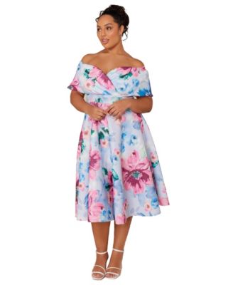Women's Scuba Crepe Bardot Skater Midi Dress