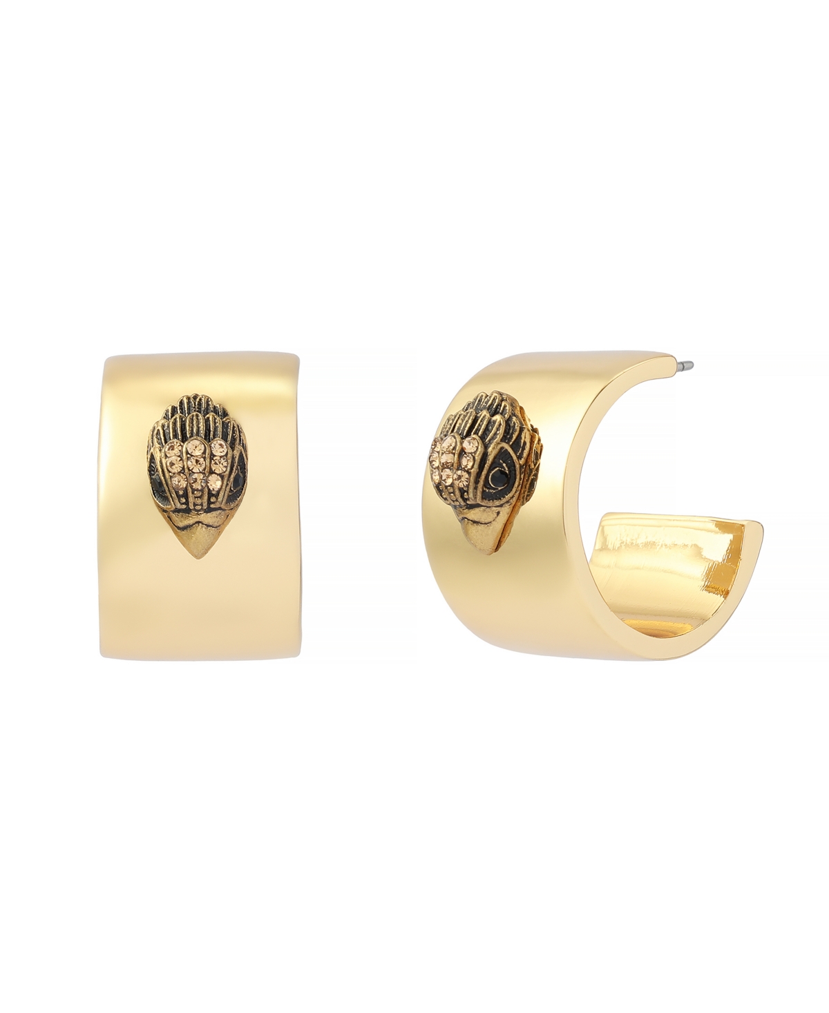 Kurt Geiger London Glass Crystal Eagle Smooth Hoop Earrings - Gold