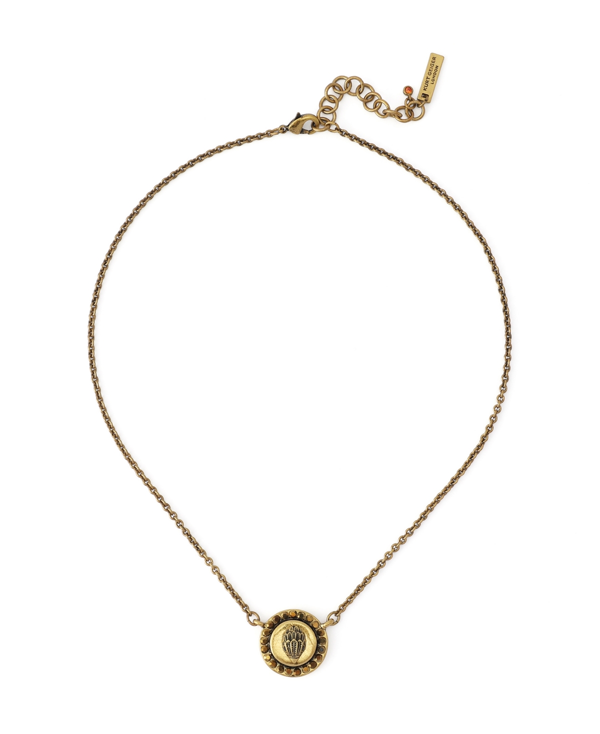 Kurt Geiger London Glass Crystal Mansion Pendant Necklace - Antique Gold