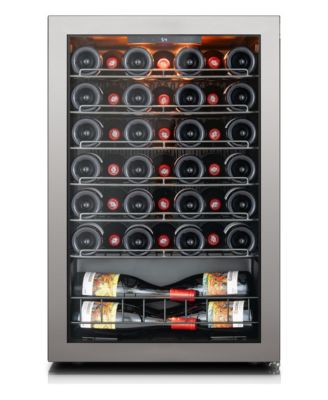 Wine Fridge Cooler Holds 46 Bottles Mini Wine Refrigerator,37degree(s)F-65degree(s)F Adjustable Temperature With 3 LED Lights,Racks