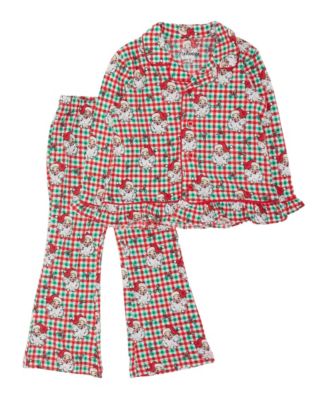 Toddler Girls' 2T-5T Blushing Pines Holiday Ruffle Flare Top and Pants, 2-Piece Pajama Set