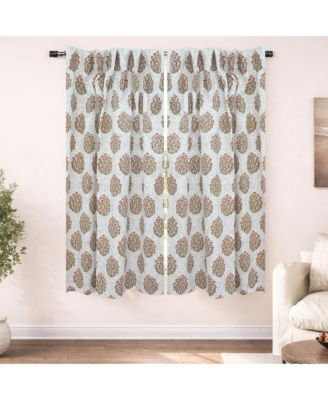 Gudhal Semi Sheer Floral Block Print Linen Curtain