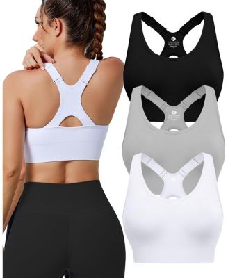 Women's High-Impact Racerback Sports Bra with Removable Pads, 3-Pack