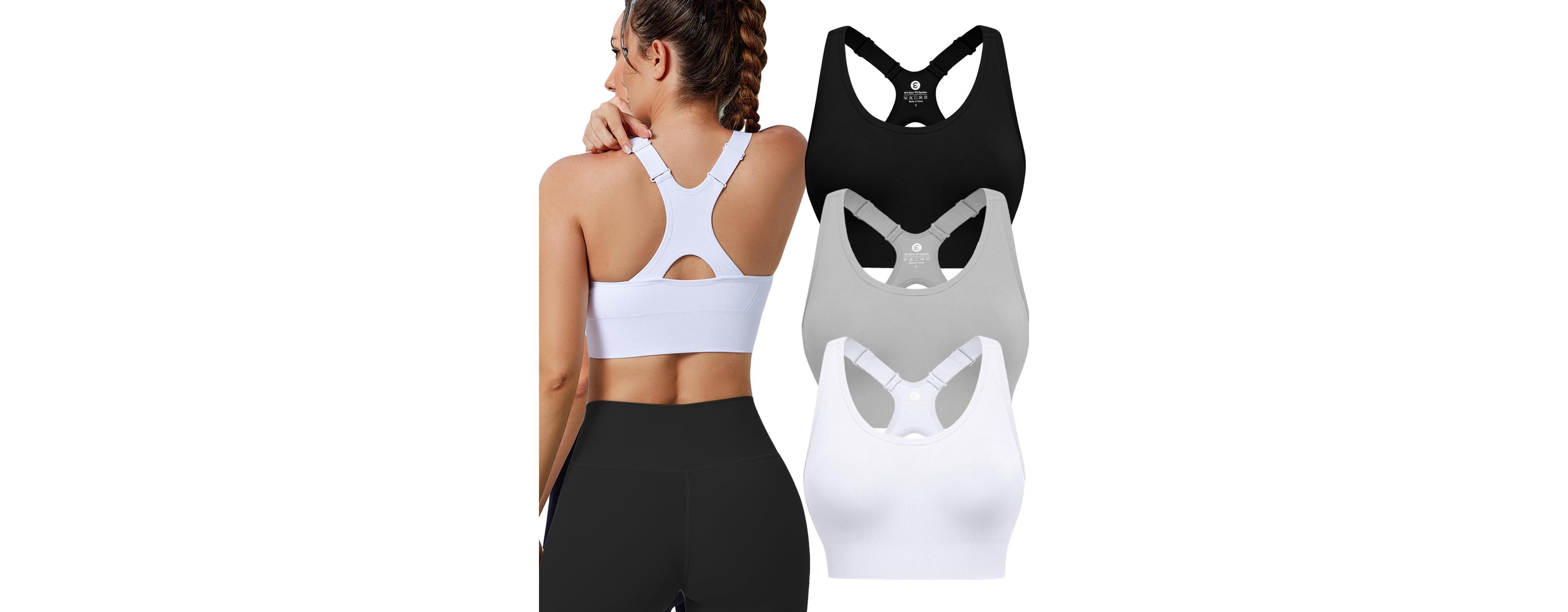 Sportneer Women's High-Impact Racerback Sports Bra with Removable Pads, 3-Pack
