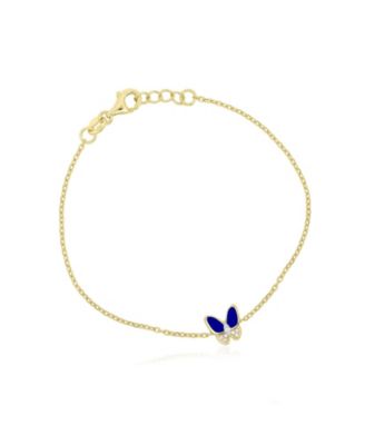 Women's Adjustable Lapis and Cubic Zirconia Butterfly Bracelet
