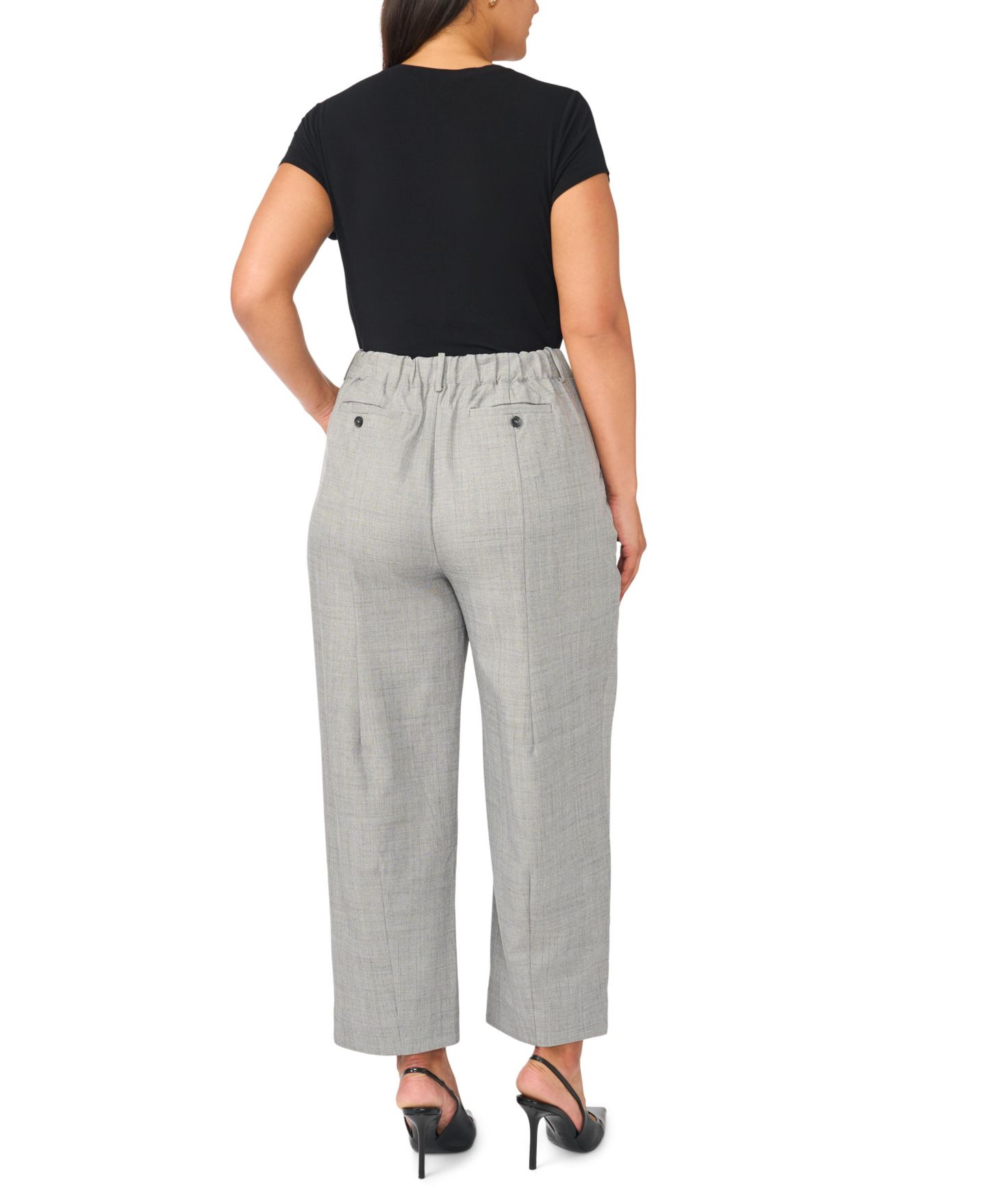 Женские брюки Vince Camuto Plus Size Balloon High-Waisted Straight-Leg, цвет: Серый меланжевый — фото 5