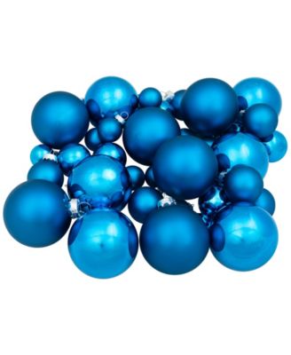 40 Count Shiny and Matte Royal and Glass Ball Christmas Ornaments