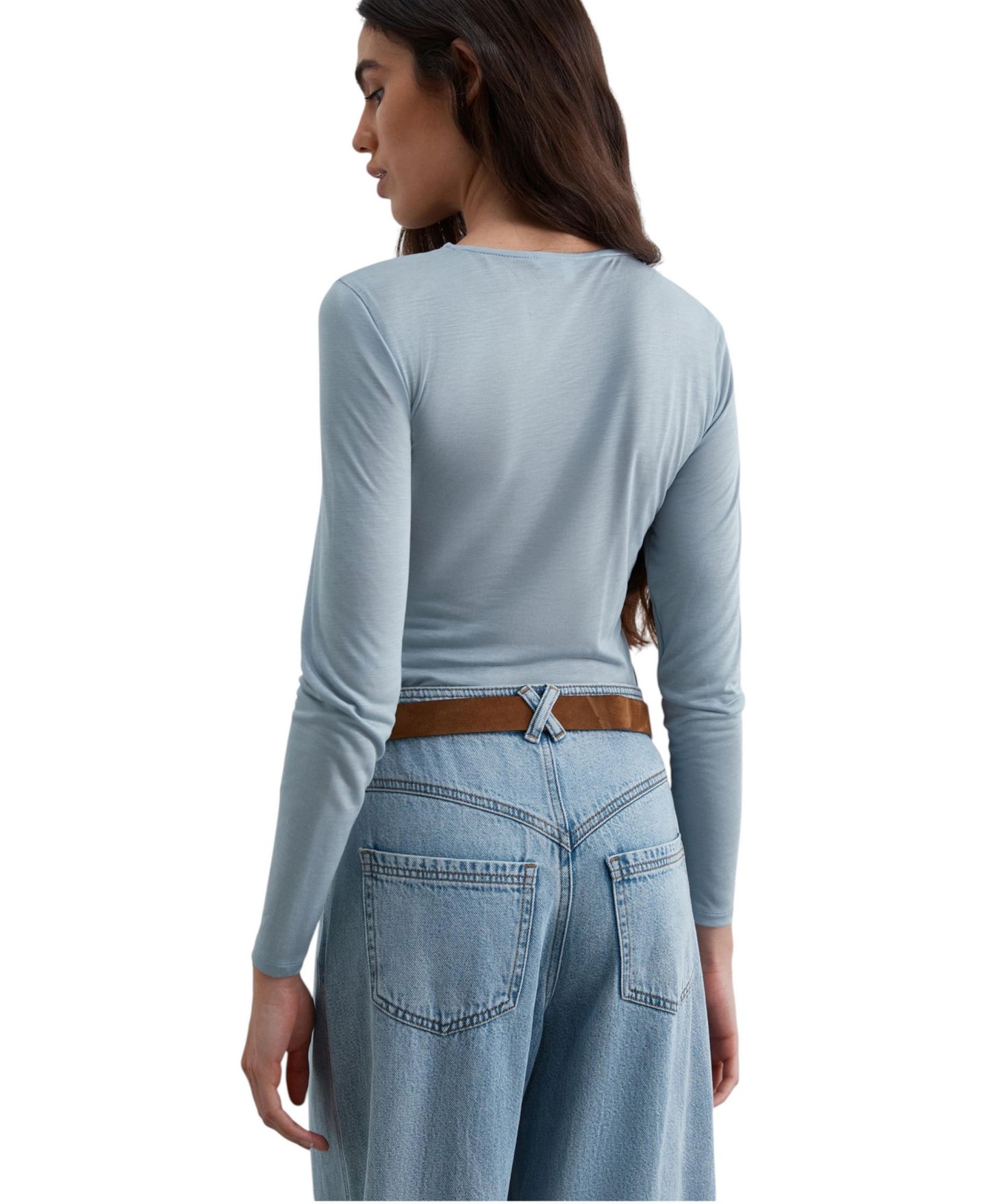 Женская футболка Scalpers Long-Sleeve Lyocell Knot-Detail, цвет: Lightblue — фото 2
