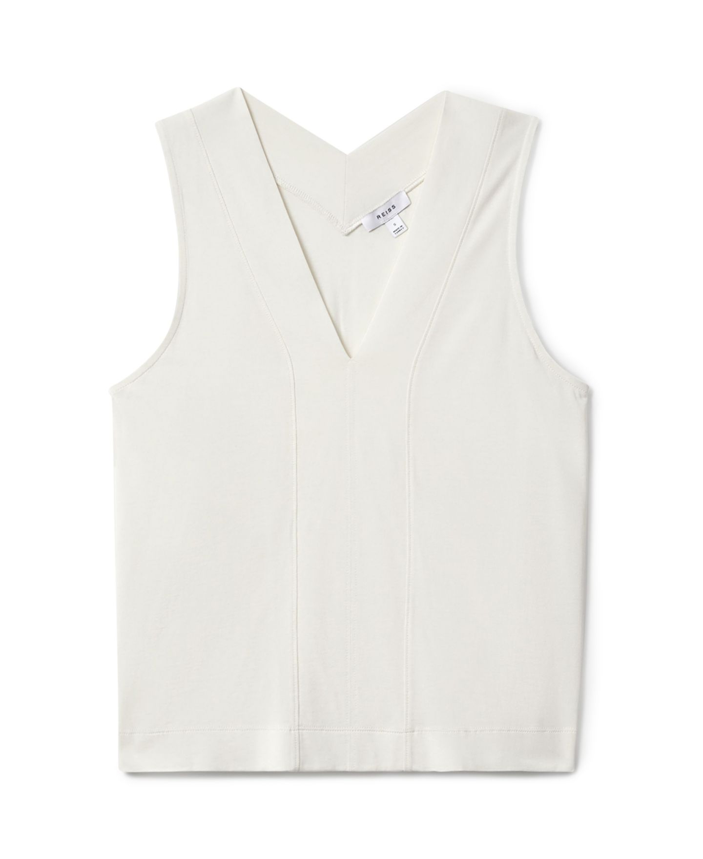 Женская блузка REISS Mira Sleeveless V-Neck, цвет: Слоновая кость — фото 5
