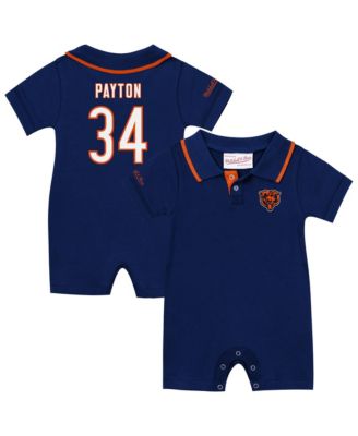 Baby Boys and Girls Walter Payton Navy Chicago Bears Retro Roots Player Rugby Romper