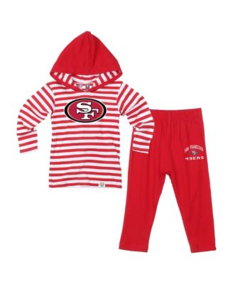 Toddler Scarlet San Francisco 49ers Stripe Hooded Long-Sleeves Top and Pant Set