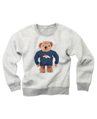 Big Boys' and Girls' Gray Denver Broncos Reverse Fleece Teddy Bear Sweatshirt