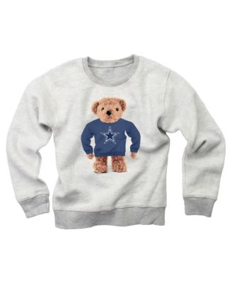 Big Boys' and Girls' Gray Dallas Cowboys Reverse Fleece Teddy Bear Sweatshirt