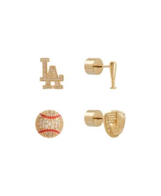 Los Angeles Dodgers Glam Day Post Back Earrings Set, 4-Pack