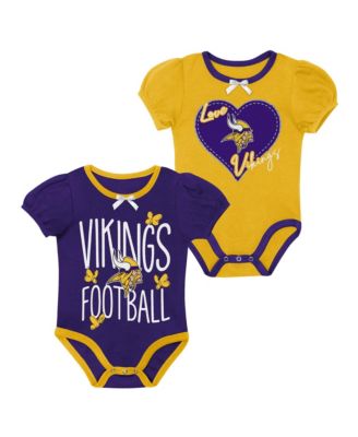 Baby Boys and Girls Purple/Gold Minnesota Vikings Star Power Bodysuit, 2-Piece Set