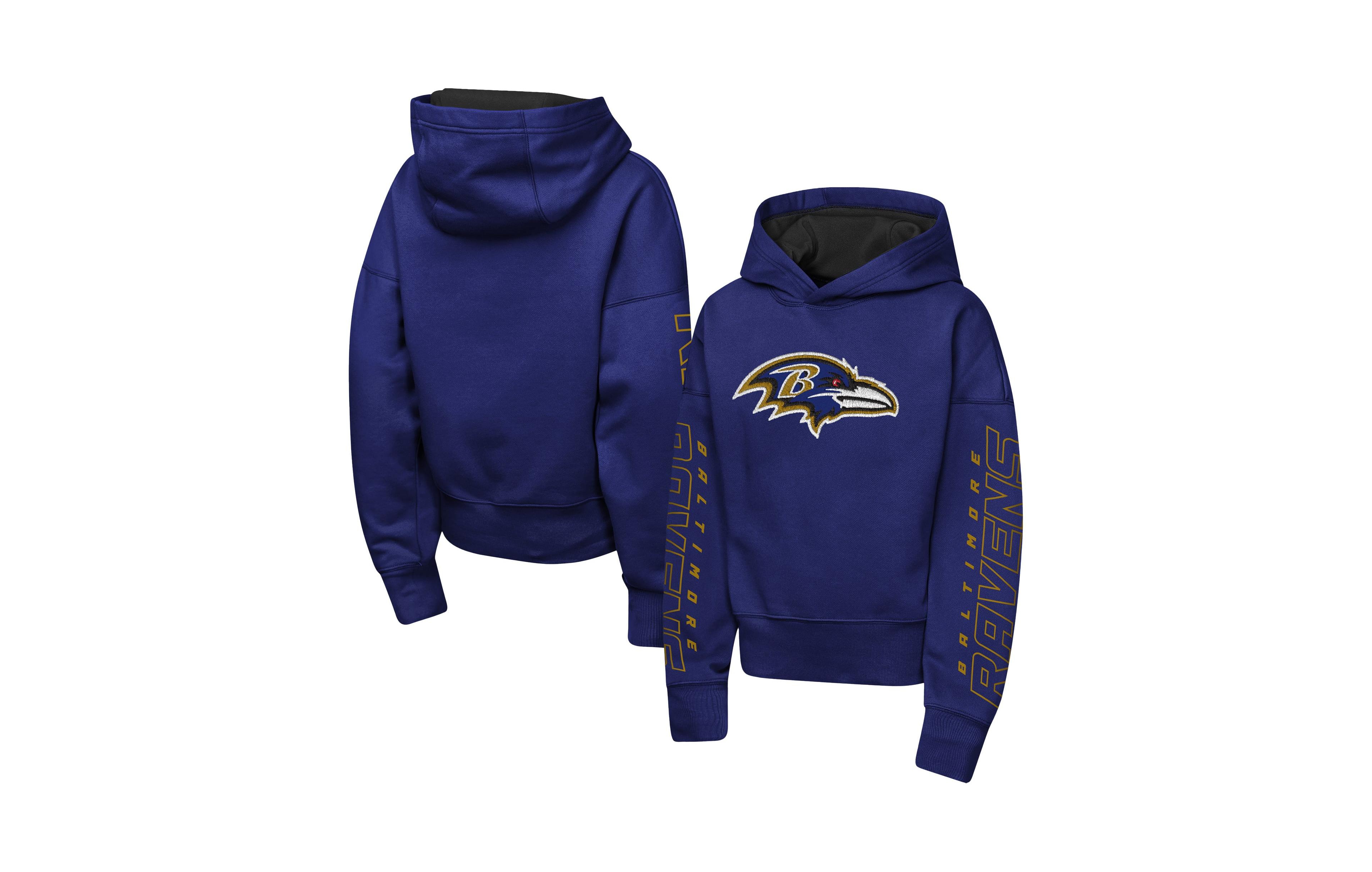 Outerstuff Big Girls Purple Baltimore Ravens Miss Tailgate Color Block Hoodie