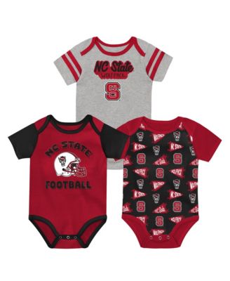 Baby Boys and Girls Red NC State Wolfpack Star Player Bodysuit 3-Piece Set