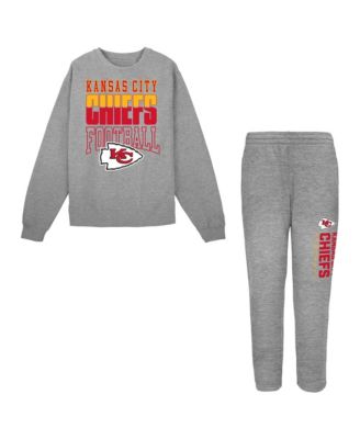 Toddler Heather Gray Kansas City Chiefs Crewneck Sweatshirt Pants Set