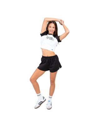 Women's White San Antonio Spurs Home Run Raglan Cropped T-Shirt