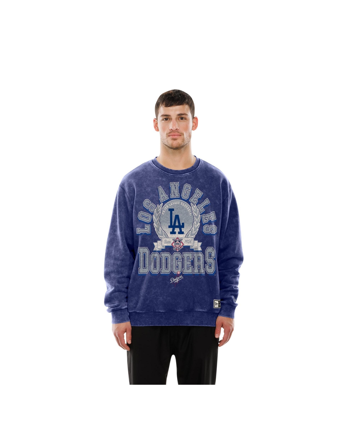 New Era Men's Navy Los Angeles Dodgers Mineral Washed Crewneck Sweatshirt - Navy