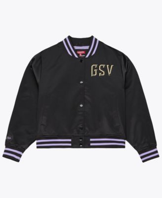 Women's Black Golden State Valkyries Lightweight Cropped Satin Jacket