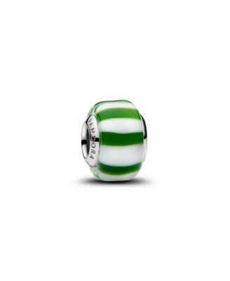Murano Glass Peppermint-Inspired Striped Charm