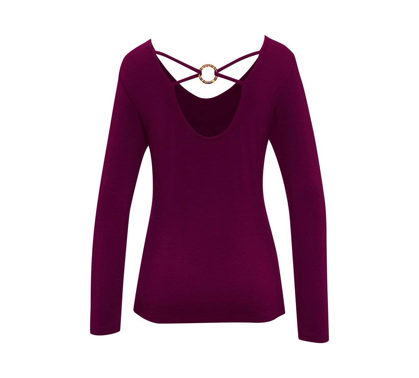 Женский топ Lascana Strappy-Back V-Neck Long-Sleeve — фото 6