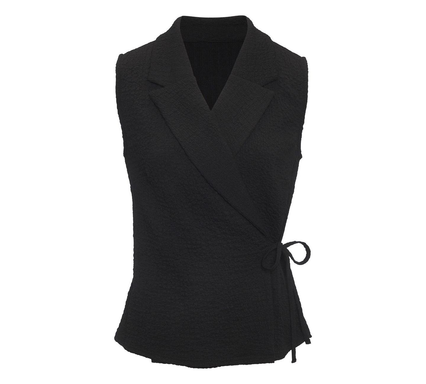 Женский топ Lascana Notched-Lapel Wrap Self-Tie, цвет: Чёрный — фото 4