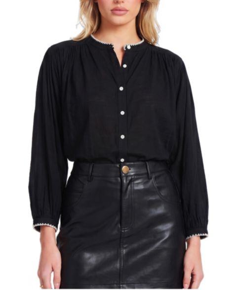 Женская блузка Bishop + Young Juliette Whipstitch Long-Sleeve, цвет: Чёрный