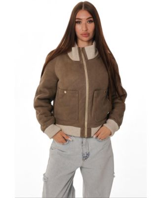 Women's Naples Genuine Shearling Bomber Jacket