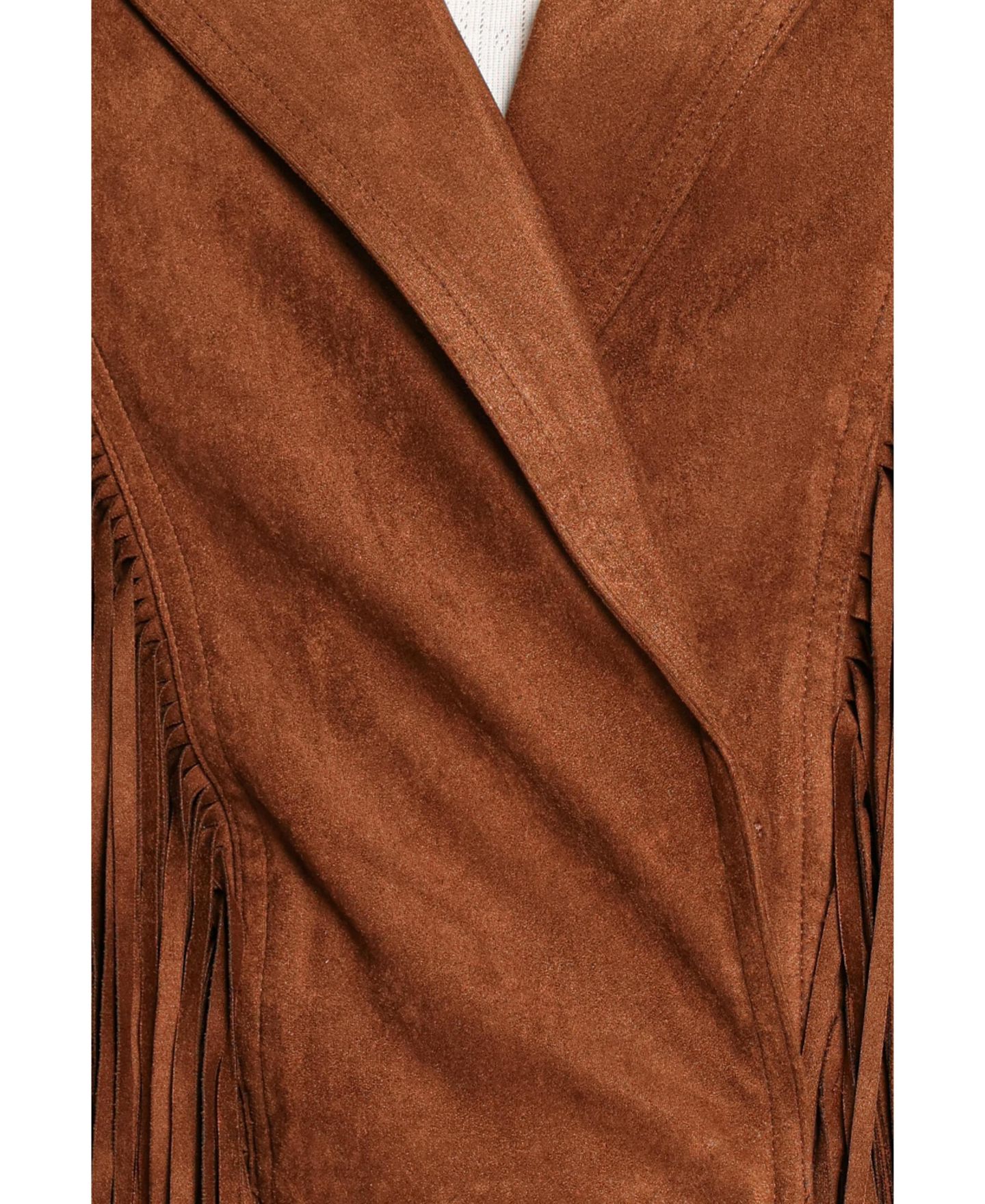 Женская куртка Petal and Pup Kara Fringe Cropped Faux Suede, цвет: Шоколадный коричневый — фото 4