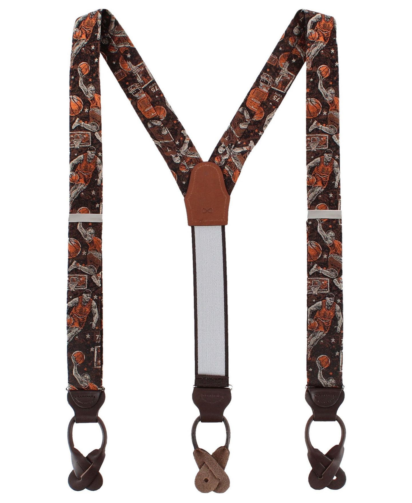 Мужские подтяжки TRAFALGAR Courtside Basketball Silk Button-End Suspenders, цвет: Коричневый — фото 1