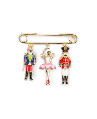 Crystal Gold-Tone Nutcracker Brooch