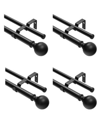 DD15 1-Inch Adjustable Double Curtain Rod Set, 86-120 Inches, 4-Pack