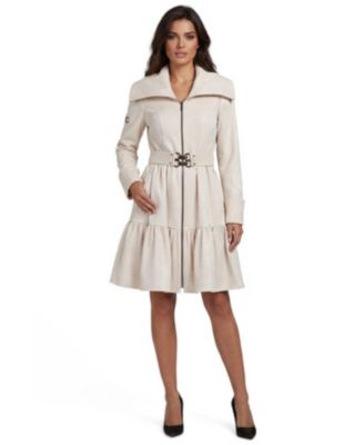 Women's Luna Iris Belted Tiered Zip-Front Short Coat