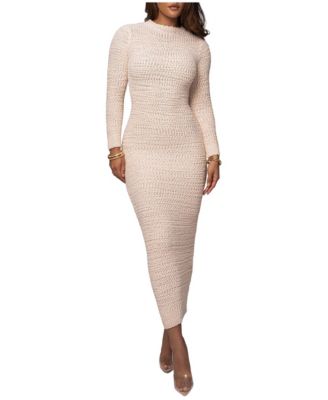 Women's Autumn Open-Back Knit Body-Con Maxi Dress