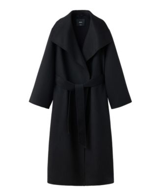 Women's Plus Size Wool-Blend Belted V-Neck Coat