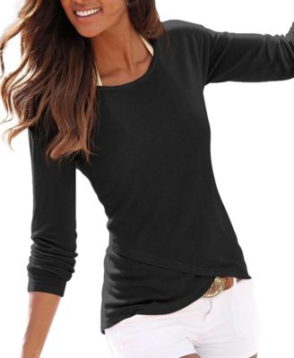 Women's Wrap Scoop-Neck Long-Sleeve Sweater