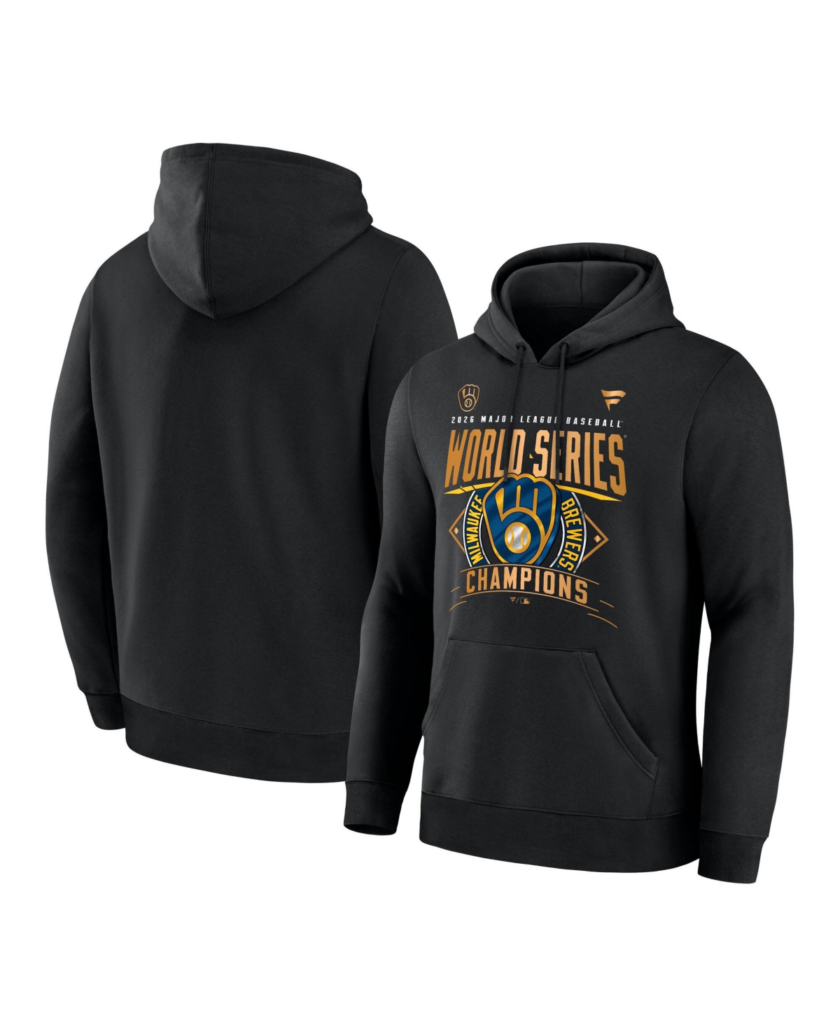 Fanatics Men's Black Milwaukee Brewers 2026 World Series Champions Locker Room Pullover Hoodie - Black