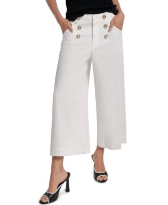 Women's Culotte Wide-Leg Cropped Mid-Rise Jeans